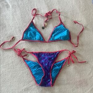 Marc Jacobs Teal and Red Bikini REVERSIBLE!